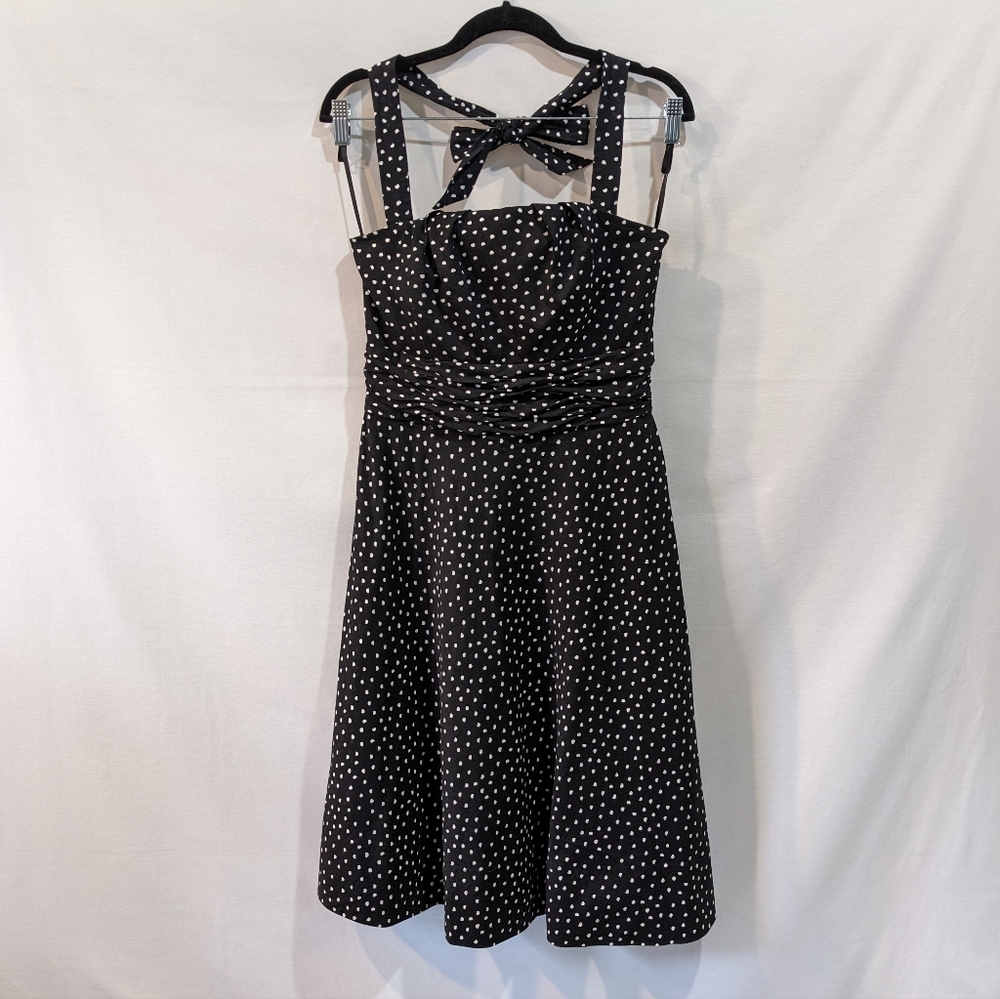 White House Black Market 100% Cotton Polkadot Pinup Inspired Dress Sz M8